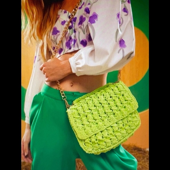 Straw Apple Green Crossbody Bag NWT - Picture 1 of 5